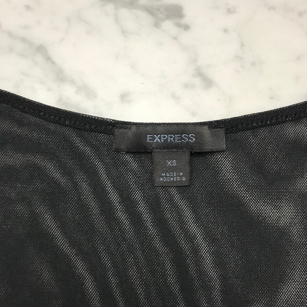 Express Deep V-Neck Black Sheer Top - Picture 2 of 9